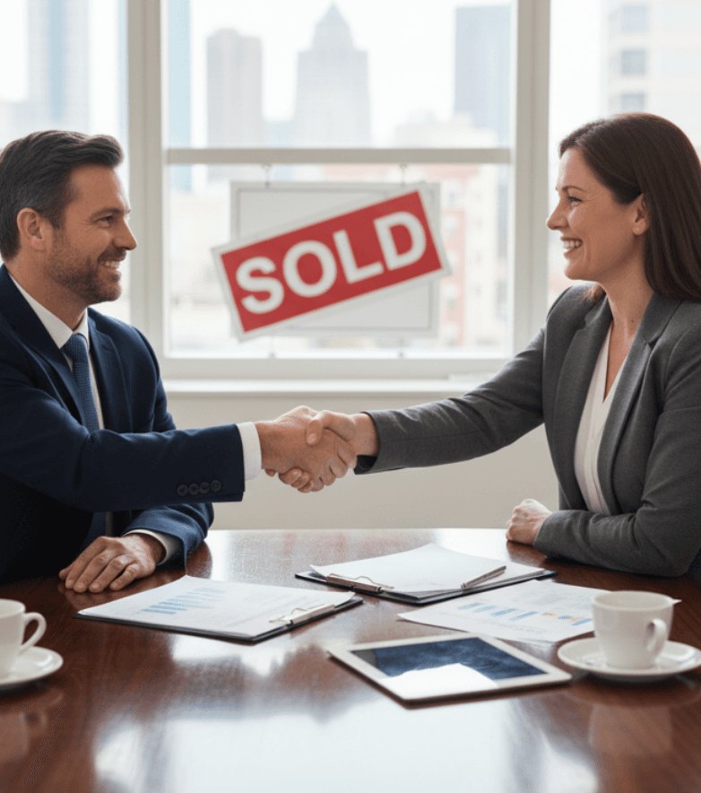 Business deal closing with handshake